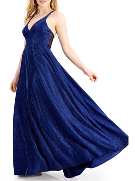 juniors womens mesh inset long evening dress