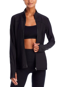 womens mock neck mesh inset track jacket