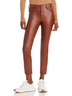 dazzler womens faux leather mid-rise ankle pants