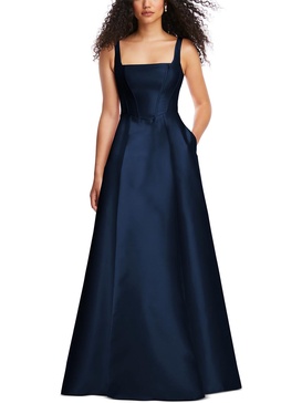 womens boned bodice square neck evening dress