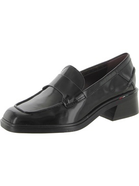 gabriella womens patent leather square toe loafer heels