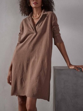 relaxed polo dress in malt