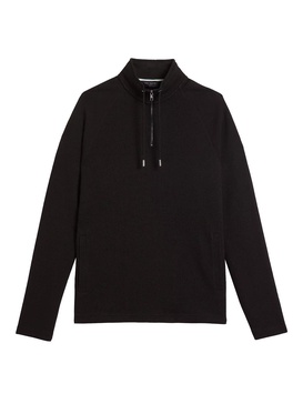 men drovers cotton half zip pullover sweater in black