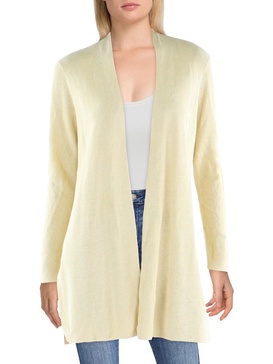 petites womens linen blend long cardigan sweater