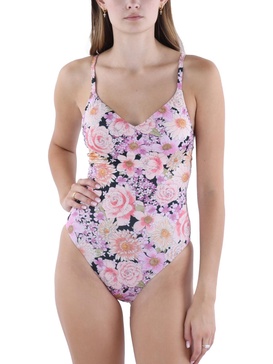 womens floral print strappy one-piece swimsuit