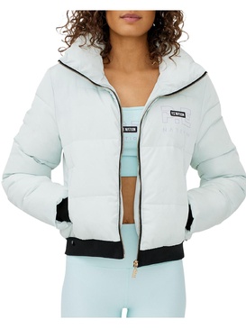 womens cold weather front zip puffer jacket