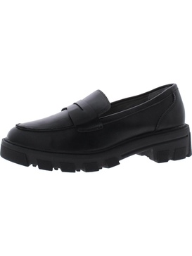 lander 18 womens faux leather block heel loafers