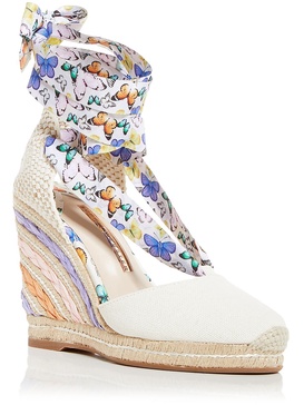 valentina womens espadrille tie-up wedge heels