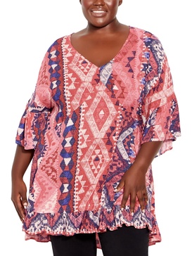 plus womens v-neck long tunic top