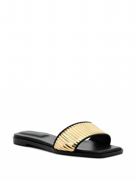 women's carter flat sandals in black/gold