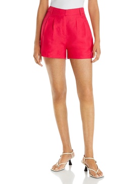 womens linen mini high-waist shorts