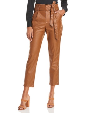 womens faux leather pleated casual pants