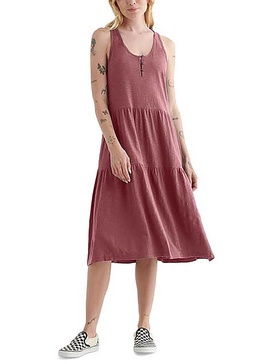 womens tiered sleeveless midi dress