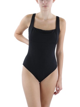 womens solid nylon one-piece swimsuit