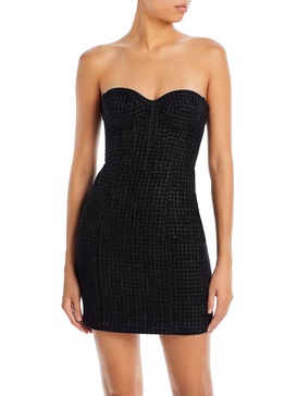 womens tweed strapless mini dress