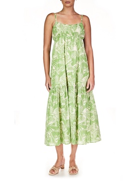 dropped seam maxi dress in cool palm