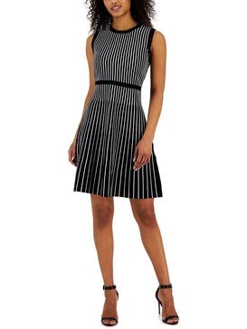 Anne Klein Women's Vertical Stripe Fit & Flare Knit Dress