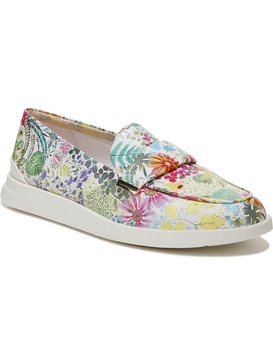 calinda womens faux leather floral print loafers