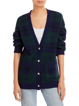 runi womens plaid knit cardigan sweater