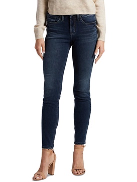 suki womens solid denim skinny jeans