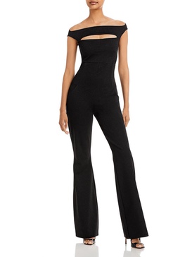 rebecca sugar lurex womens shimmer off-the shoulder jumpsuit