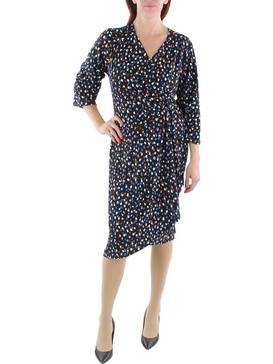 plus womens printed elbow sleeves midi dress