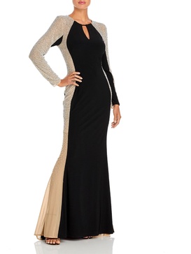 womens sheer beaded evening dress