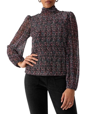 womens metallic floral pullover top