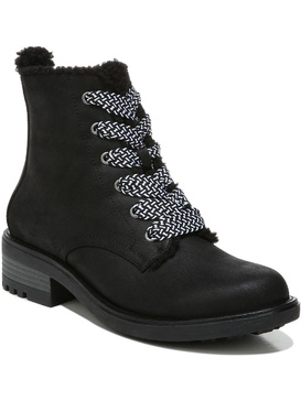 kunis cozy womens zipper winter combat & lace-up boots