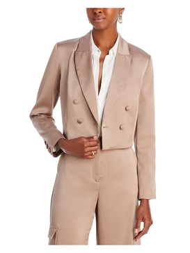 womens satin cropped double-breasted blazer