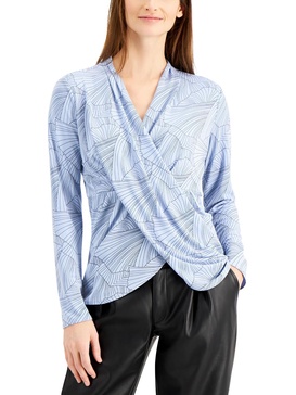 womens geormetric surplice pullover top