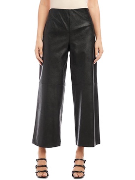 womens faux leather high rise wide leg pants