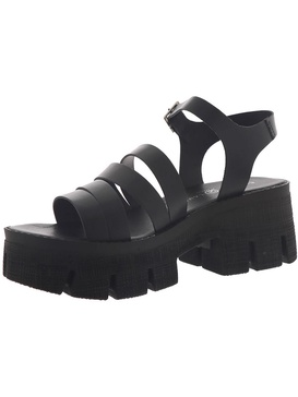 low down womens leather buckle platform sandals