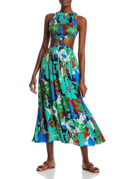 Theia cutout floral-print crepe maxi dress