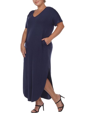 plus womens v-neck long t-shirt dress