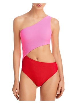 celine womens colorblock one shoulder one-piece swimsuit