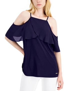 womens cold shoulder drapey blouse