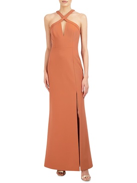 womens cross neck formal evening dress