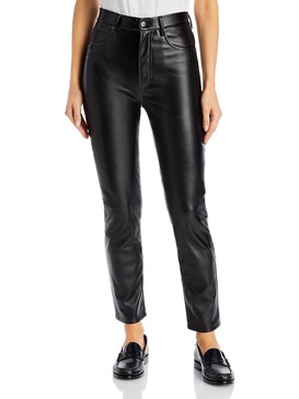 sonya womens vegan leather shimmer skinny pants