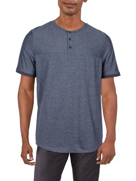 mens heathered cotton henley shirt