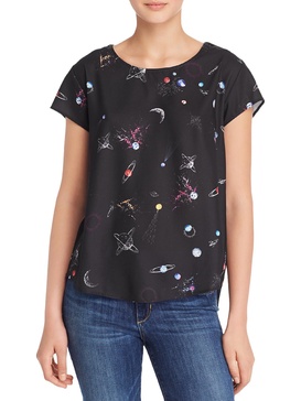 galaxy womens printed graphic pullover top