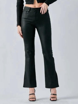 ryan high rise bootcut slit jeans in black