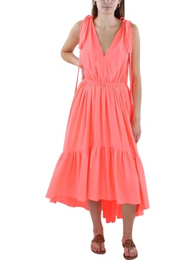 womens hi-low pleated maxi dress