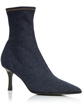 brea womens denim pointed toe ankle boots