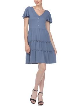 womens tiered mini shirtdress