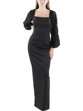 womens full length burnout sleeve evening dress