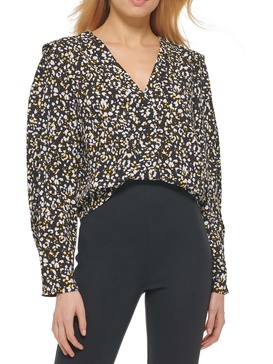 womens animal print v-neck blouse