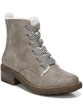 kunis cozy womens zipper winter combat & lace-up boots