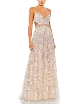 womens embellished cut-out evening dress