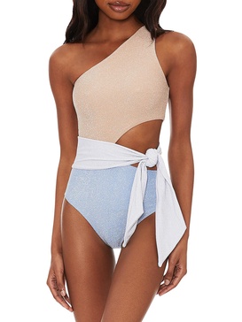 carlie womens metallic cut-out one-piece swimsuit